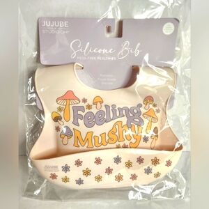 Jujube SILICONE BIB  MUSHY LOVE Mushroom BPA FREE Dishwasher Safe New